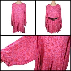 Karlie Pink & Red Floral Oversized Mini‎ Dress M L Lovecore Dopamine Dressing